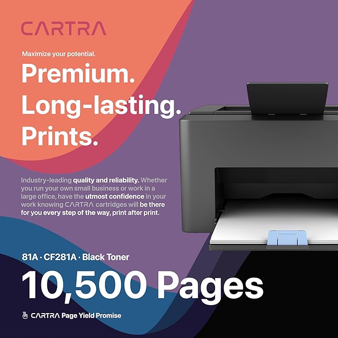 CARTRA 81A 2 Pack Toner Cartridge for HP Laserjet Enterprise M604dn M604n M604 M605dh M605dn M605n M605x M605 M606dn M606x M606 MFP M630f M630h Flow M630z M630 Printer Series 81X CF281A Black