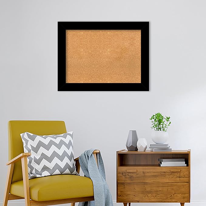 Amanti Art Natural Cork Board for Wall, 25x33 Vision Board with Black Wood Frame, Medium Corkboard Office Decor for Home Organization, Casual Corkboard Pinboard to display items for home organization