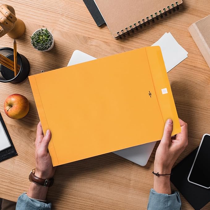 50 Pcs 15 x 19 Inch Extra Large Mailing Clasp Envelopes Jumbo Kraft Catalog Manila Envelope with Clasp Closure for Oversized Big Documents Office Home Business Legal School Storing Mailing