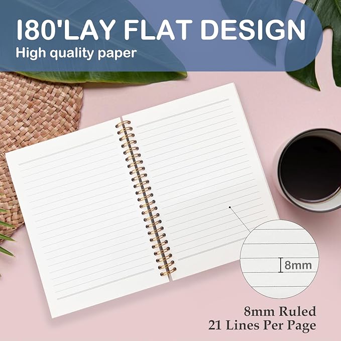 SNNDER Mental Health Inspirational Spiral Notebooks, Motivational Quote Journals for Writing, Slow Down You're Doing Fine Notebook for Note Taking, Positive Affirmation Gifts for Women, 5.5x8.3 Inch