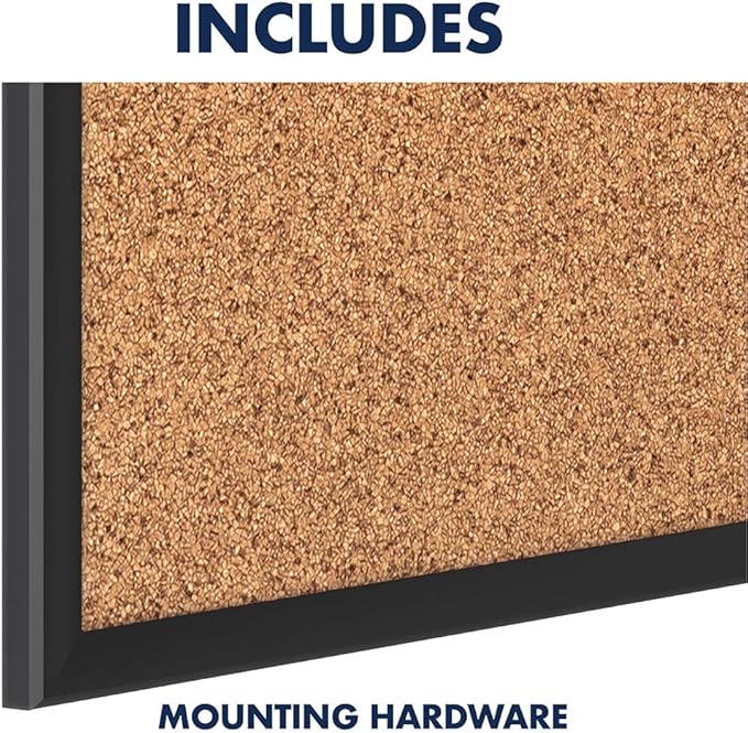 Quartet Cork Board, Bulletin Board, 3' x 2' Corkboard, Black Frame (2303B)