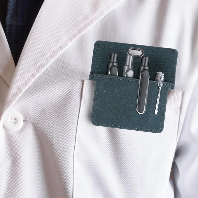 Premium Portuguese Cork Pocket Protector for Men | Multi-Use Pocket Protectors for Shirts and Lab Coats | For Pen, Pencils, Pointers, and More | 1 Pack Blue Pocket Organizer Protector