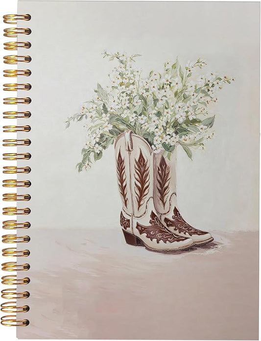 KAOWT Cowgirl Notebook Journal, Rustic Floral Western Notebooks for Note Taking, Cowgirl Gifts, Vintage Boho Western Country Hardcover Spiral Notebook 5.5x8.3in