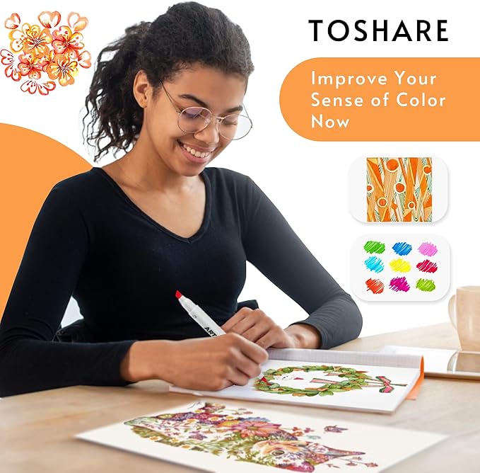 40 Colors Alcohol Markers - Double Tip Art Markers Alcohol Based Marker Brush&Chisel Nib Blender Art Pens Permanent Sketch Marker for Kids Adults Coloring and Artist Illustration