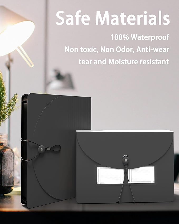 2 Pack Expanding File Folder, 24 Pocket Accordian File Organizer A4 Letter Size Portable Document Organizer with Colored Tabs, Expandable Desktop Accordion Folder