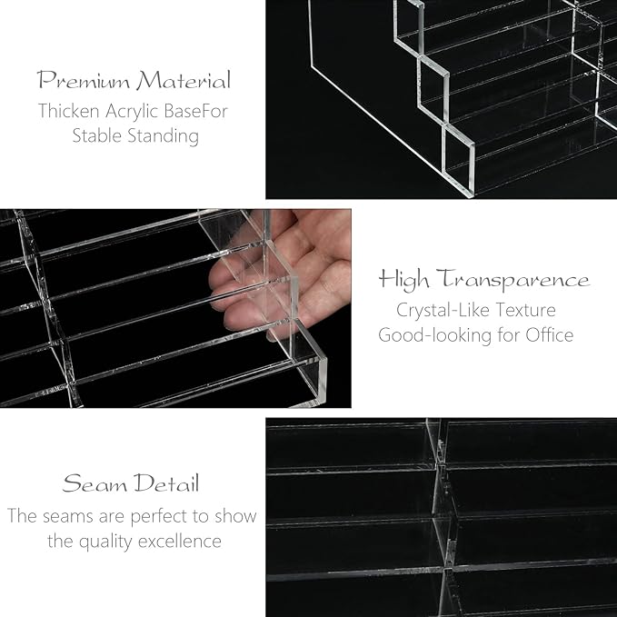 20 Slots Acrylic Business Card Holder for Desk Business Card Stand Clear Plastic Multiple Cards Display Stand Rack for Office Supplies Home School Brochure File Table Recipe