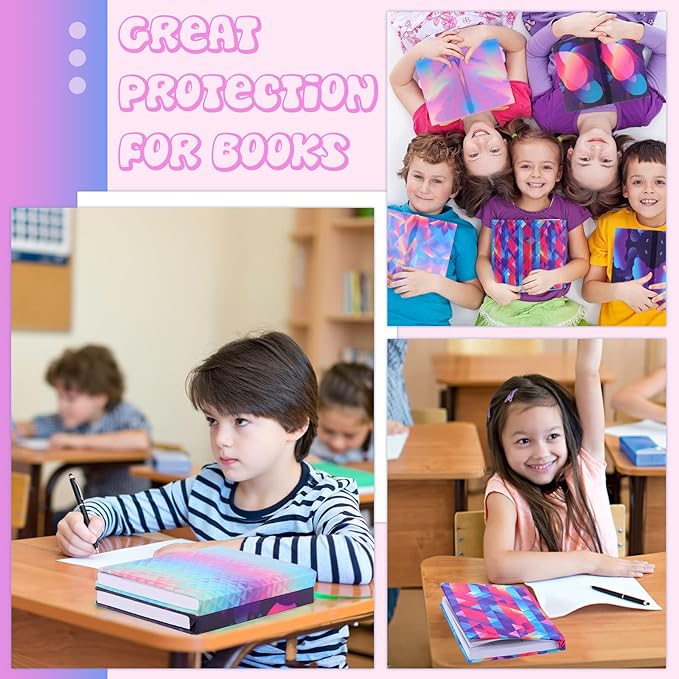 6 Pack Stretchable Book Cover Jumbo Fabric Book Covers Colorful Pattern Print Book Protector Washable Reusable Protective Textbook Cover for Hardcover Textbooks up to 9 x 11 Inch (Stylish Pattern)