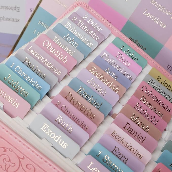 UPAFEXXI-Laminated Bible Tabs (Gold Foil Embossed Lettering), Bible Tabs for Women and Men, Reposition Large Print Stickers, Easy to Read and Apply, 80Chapters Labels for Easy Navigation