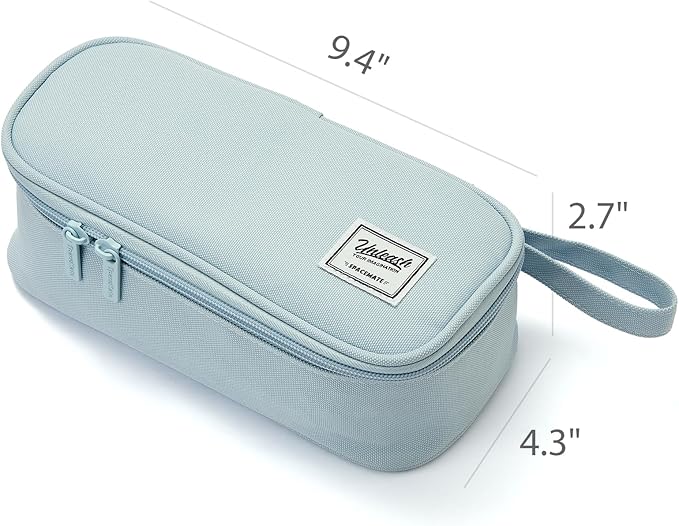 Pencil Case Pouch Box Bag School Supplies Girls Boys Kids, Cute Preppy Stuff Large Big Capacity Aesthetic Pen Organizer, Back to College Stationary, Powder Blue, Standard Stlye, 1800ml