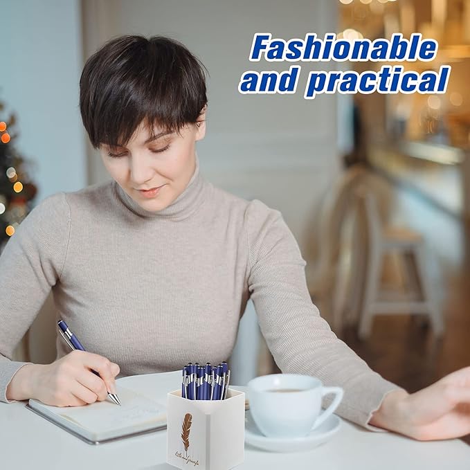 Zonon 38 Pieces Rubberized Ballpoint Pen with Stylus Tip Stylish Metal Pen Capacitive Styli with Soft Rubberized Grip, Black Ink for Most Devices(Dark Blue)