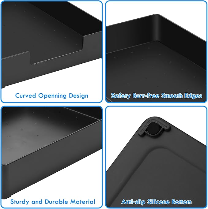 Letter-Size Tray, 2PCS Plastic Stackable A4 Paper Tray, Desk Drawer Organizer, Multi-use Large Storage Basket for Office Home Supplies,13 x 9.6 inch