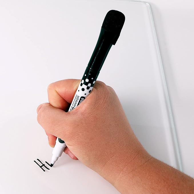 Glassboard Studio Black Fine Tip Dry Erase Markers Bulk 36-Pack with Magnetic Eraser Cap and Low Odor Ink for White Boards at School, Work, or Home