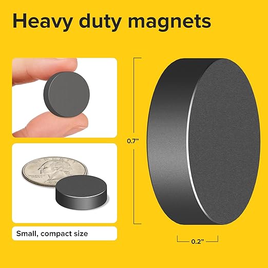 Heavy Duty Magnets for Crafts - Ultra Strong Round Magnets for DIY, Home Space Organization & Decoration - Perfect Size for Whiteboard & Fridge (200 pcs, 0.7x0.2)