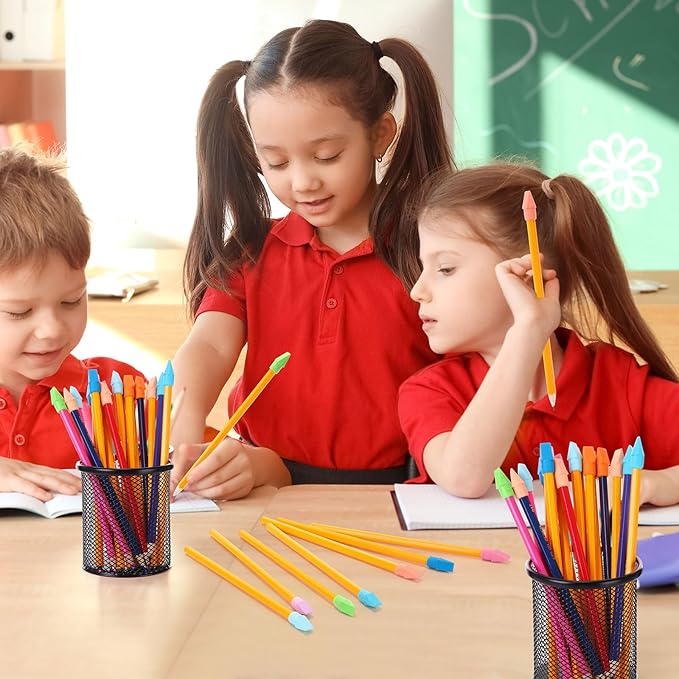 Crtiin 1000 Pcs Pencil Top Erasers Bulk Caps for Pencils Chisel Shape Erasers Toppers Classroom Party Favors Games Prizes Funny Pencil Eraser Cap for Kids Studying Supplies Home Office (Pastel)