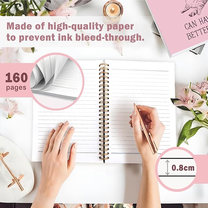 Lacama Pink Cat Notebook, Gifts for Cat Lovers, Funny Notebooks for Work, 160 Pages, Office Humor Gifts, School Office Supplies, 5.5"x8.3" I Work Hard So My Cat Can Have A Better Life Journal Notebook