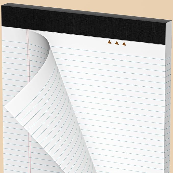 300 Sheets Legal Pads 8.5 x 11 College Ruled 6-Pack White Paper Note Pad Narrow Ruled 50 Sheets per Notepad Perforated Writing Pad Sturdy Back 8x11 Legal Pads Pads of Paper