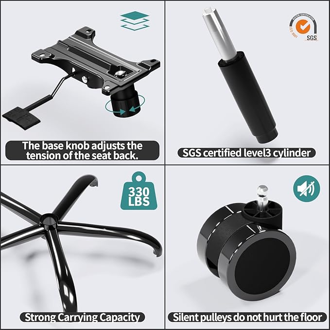 Office Chair - Ergonomic Desk Chair with Adjustable Lumbar Support, Mesh Computer Chair, Executive Chair for Home Office Comfortable Lumbar Support (Violet)