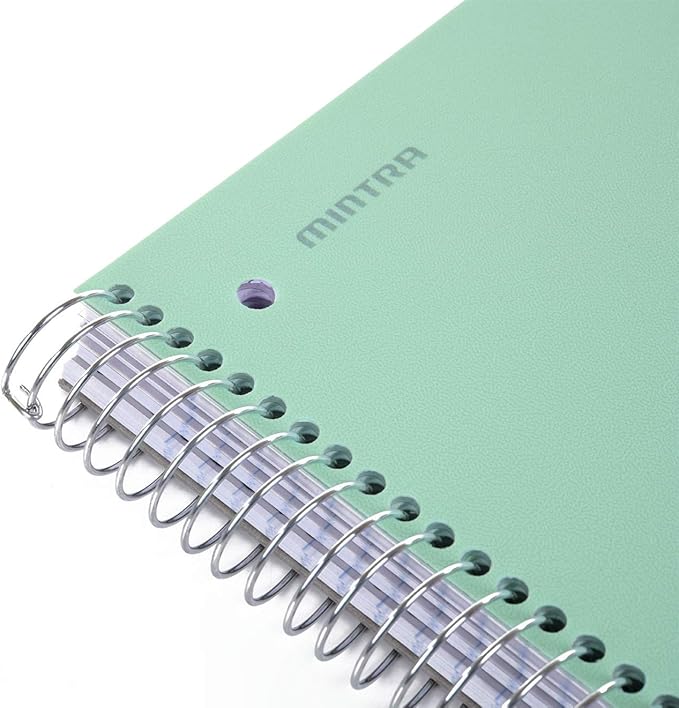 Mintra Office Durable Spiral Notebooks, 5 Subject (Sage Green, Wide Ruled 1pk)