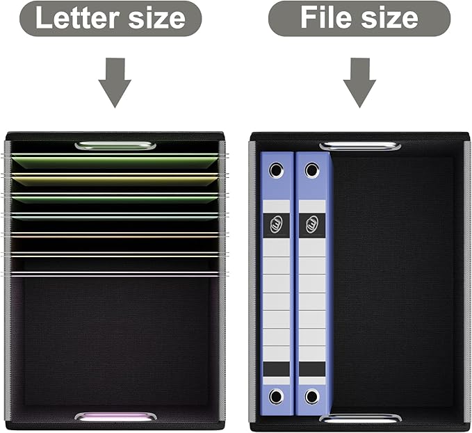 Huolewa Portable Leather File Organizer Boxes with Lids, Office Document Boxes Organizer, Filing Boxes, Decorative Small File Boxes for Hanging Files with Plastic Slide for Office/Decor/Home