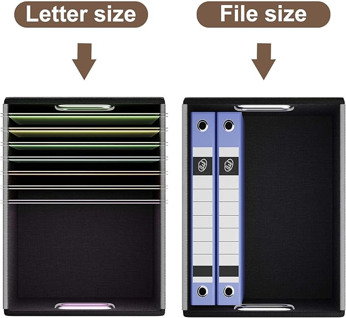 Huolewa Portable Leather File Organizer Boxes with Lids, Office Document Boxes Organizer, Filing Boxes, Decorative Small File Boxes for Hanging Files with Plastic Slide for Office/Decor/Home