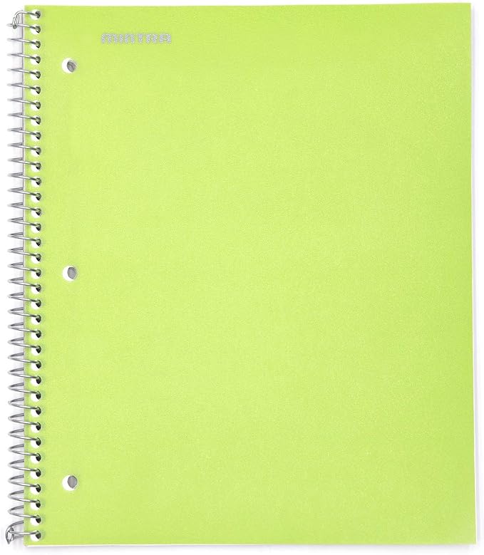 Mintra Office Durable Spiral Notebooks, 1 Subject, (Green, 4x4 Graph 1pk), 100 Sheets, Poly Pocket, Moisture Resistant Cover, School, Office, Business, Professional