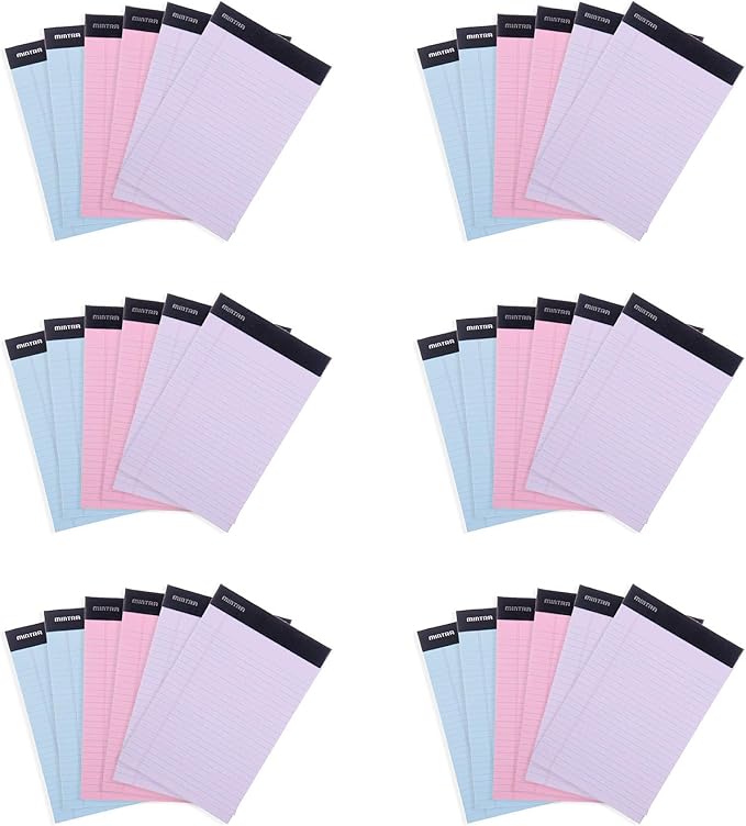 Mintra Office Legal Pads, ((xBasic, 8.5in x 11in, Narrow (Pastel), 36pk (6-6pks))