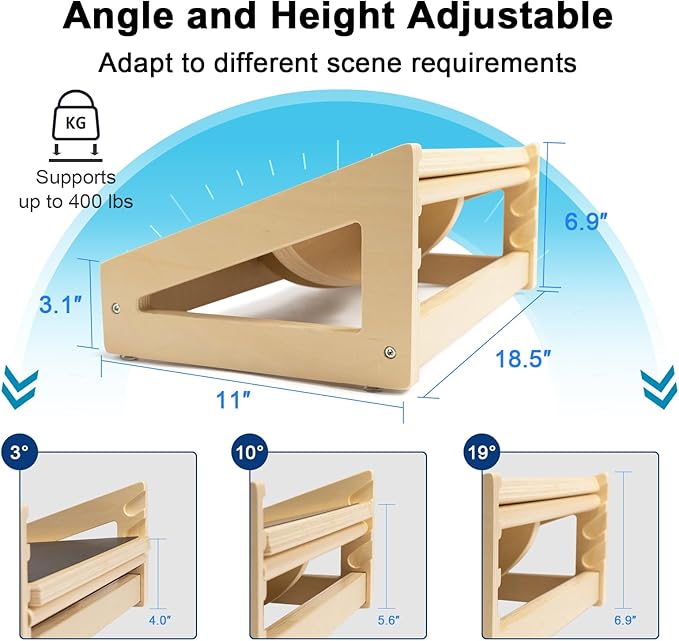WOOD CITY Under Desk Footrest, 3 Heights Adjustable Foot Rest with Silicone Surface, 3 in 1 Non-Slip Foot Stool Improve Posture, Reduce Fatigue & Pain, Ideal for Home/Office/Gaming (Natural)