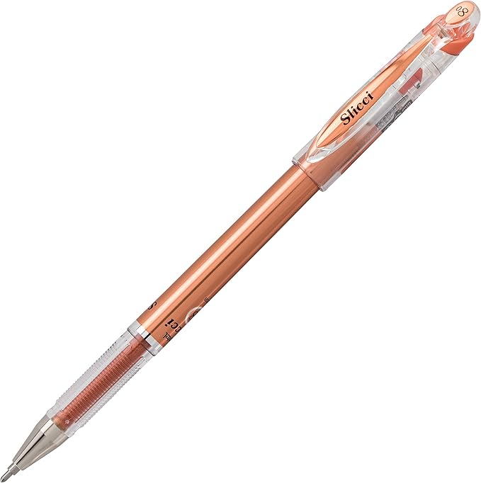 Pentel Arts Slicci Metallic 0.8 mm Needle Tip Gel Pen, Metallic Bronze Ink, 1 Pack (BG208BPME)