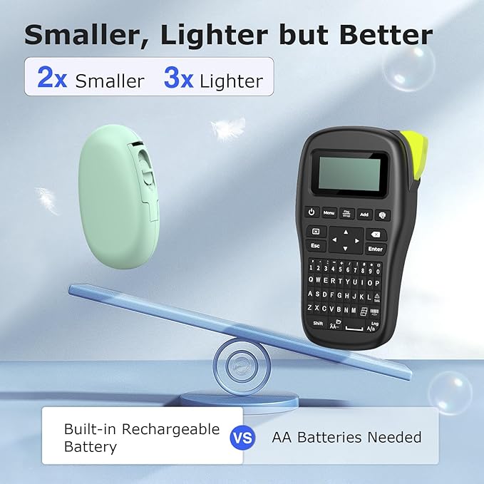 SUPVAN E10 Bluetooth Label Maker Machine with Tape, Continuous Waterproof Label, Versatile App with 35 Fonts and 1k+ Icons, Label Printer for Home, Kitchen, School, Office Organization, Green