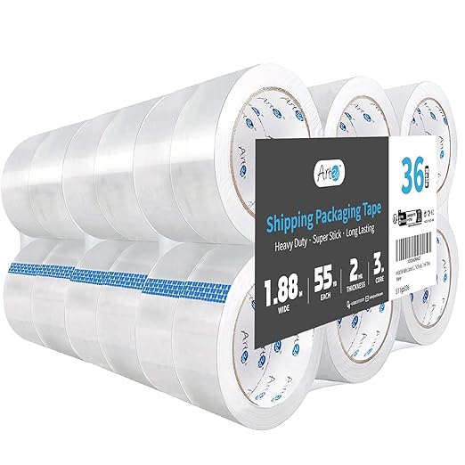 Art3d 36 Rolls Packing Tape - Clear Carton Sealing Tape Heavy Duty, 1.88" x 55 yds, 2.2 mil Thick