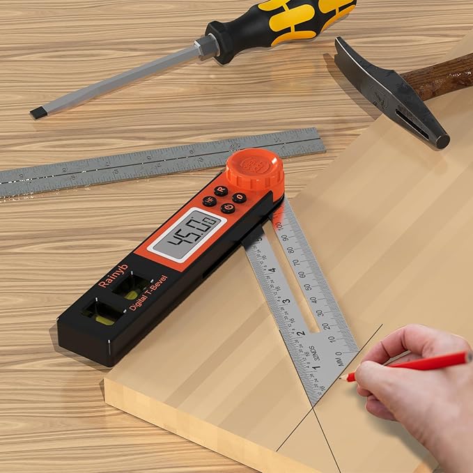 Digital Angle Finder Protractor 0-360 Degree T-Bevel Gauge & Protractor with Horizontal Vertical Bubble & Full LCD Display for Woodworking, Metalworking, Construction(7-Inch X 2Pcs)