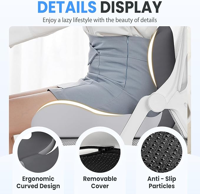 Back and Seat Cushion, 2025 New Ergonomic Non-Slip Memory Foam Seat Cushion with Back Support, L-Shaped Breathable Seat Cushions for Car, Office, Home (Blue)
