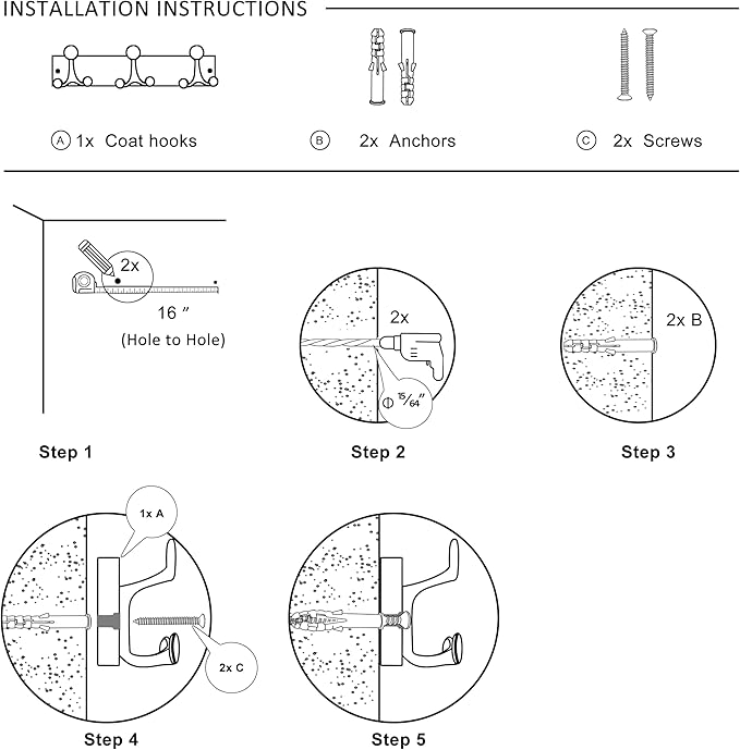 SKOLOO 17-Inch White Wood Coat Rack Wall Mount with 3 Triple Hooks - Ideal for Family Entrances, Classrooms, and Pet Supplies Storage - Perfect Coat Hooks for Wall, Pack of 2