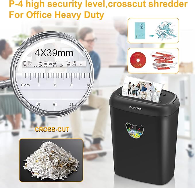 Paper Shredder, 14 Sheet Cross Cut, 6.6 Gallon Basket, P-4 Security Level, 3 Mode Design - Jam Proof Heavy Duty Shredder for Home and Office
