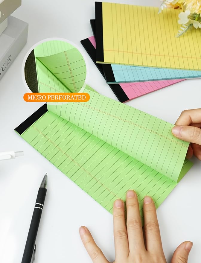 Notepads 5x8 Colored Small Legal Pads, 12 Pack Colored Note Pads 5x8 Pink Notebook Paper, Notepad 5x8 Lined Paper Pads, Small Pads of Paper 5x8 Pink Lined Paper 5 x 8, 30 Sheets/Pad(Blue, Pink, Green)