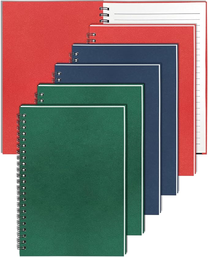 GINMLYDA 6Pack Small Spiral Notebook A5, 8.25x5.5” 120 Lined Pages Wide Ruled Spiral Journal Bulk Blank Kraft Cover Spiral Bound Notebook & Writing Pads for Home Office Meeting Work Note Taking