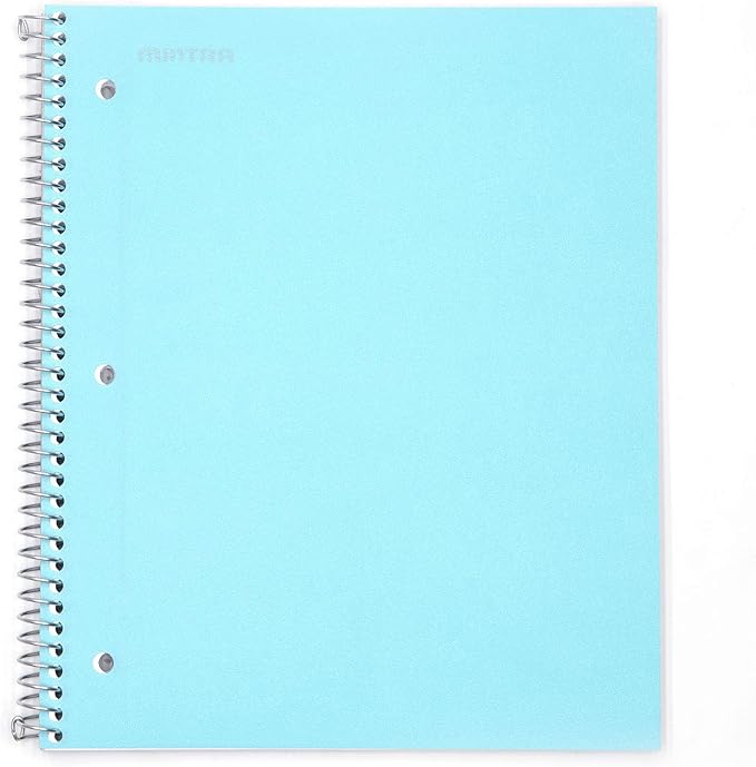 Mintra Office Durable Spiral Notebooks, 1 Subject, (Teal, College Ruled 12pk), 100 Sheets, Poly Pocket, Moisture Resistant Cover, School, Office, Business, Professional