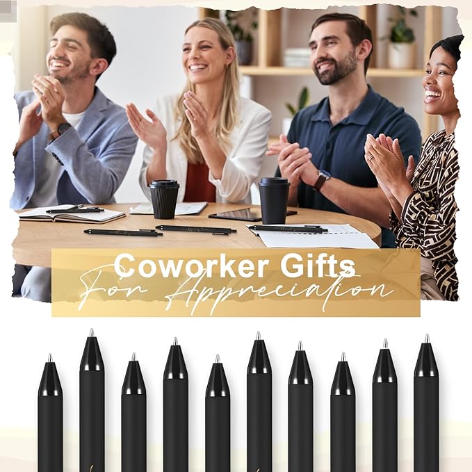 50pcs Thank You Pens Bulk Cute Multicolor Ballpoint Pen for Men Women Server Accessories Employee Holiday Appreciation Gifts for Teacher Office Back to School Party Favor (Black)