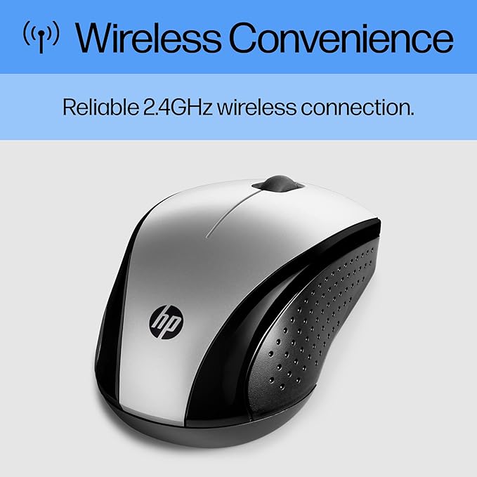 HP X3000 G3 Wireless Mouse Silver, up to 15-Month Battery,Scroll Wheel, Side Grips for Control, Travel-Friendly, Blue LED, Powerful 1600 DPI Optical Sensor, Win XP,8, 11 Compatible (683N9AA#ABL)