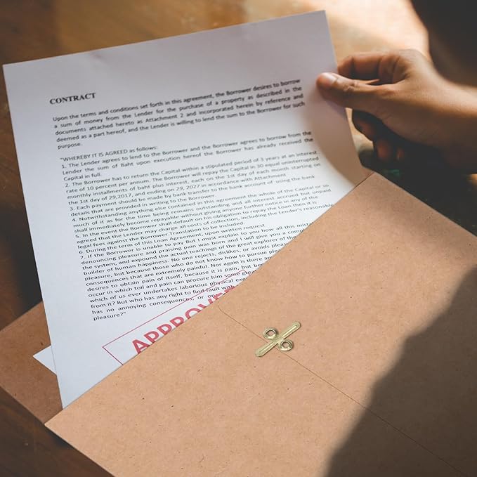 Teling 50 Pcs Manilla Envelopes Clasp Kraft Catalog with Closure for Storing Mailing 28 lb Kraft Envelope Paper for Office Document School Business Home(Brown,9 * 12)