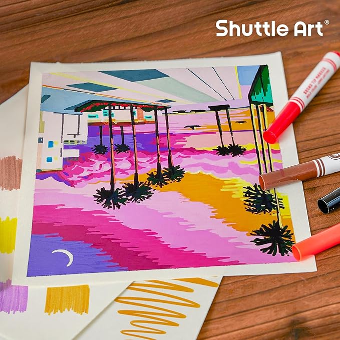 Shuttle Art 264 Pack Washable Markers, 12 Assorted Colors Broad Line Conical Tip Large Markers Bulk with a Box, Bonus Caps, Home Classroom School Supplies for Toddlers Kids Adults Students Teachers