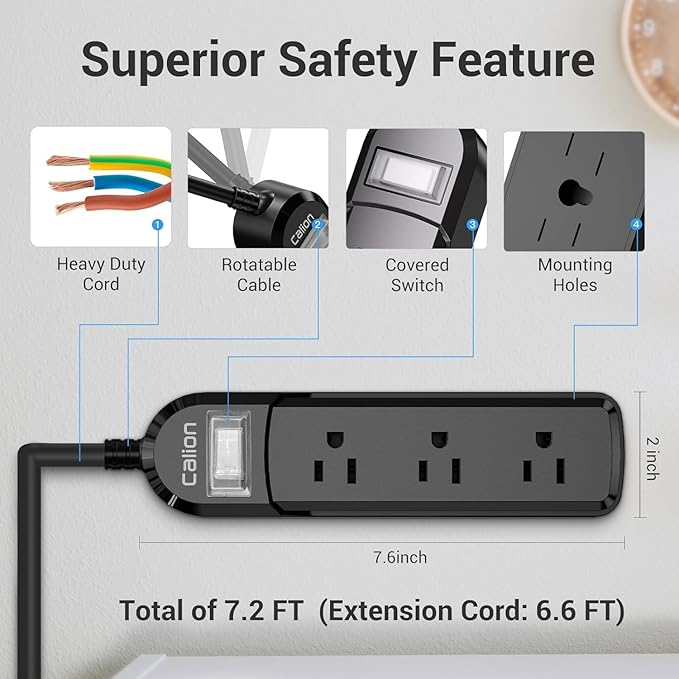 IPX6 Outdoor Power Strip Weatherproof, Waterproof Surge Protector with 3 Wide Outlet 10FT Long Extension Cord, Wall Mountable for Outside Decorations and More UL Listed(Black)