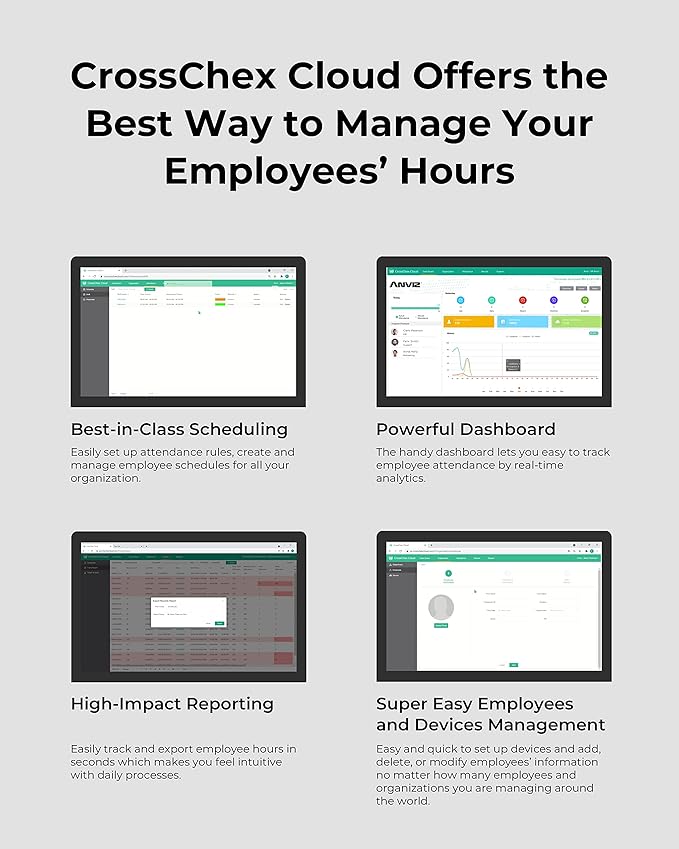ANVIZ Time Clocks for Employees Small Business - FacePass 7 Pro Biometric Clock in and Out Machine - Face + RFID + Pin Punching in one, Support Door Access, Forever Free Cloud Software