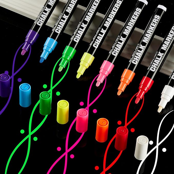 SILENART Chalk Markers Green 8 Pack - Vibrant Chalkboard Marker for Blackboard Dry Erase Board Windows Glass Mirror Menu Board - - 8 Pack