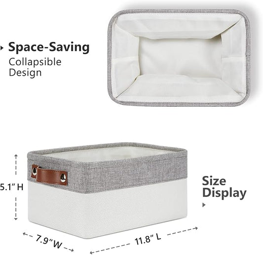 DULLEMELO Storage Baskets Bins for Organizing, Small Fabric Baskets for Shelves, Closets, Nursery, Home, Office, Empty Gift Baskets (6-Pack, Grey&White)