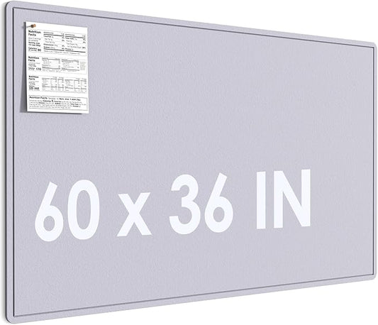 MaxGear Extra Large Bulletin Board 60" x 36", Foldable Felt Board Vision Board Supplies, Cork Board for Office, Home, School, Small Pin Boards for Walls Decorative Display Board Moonlight Gray