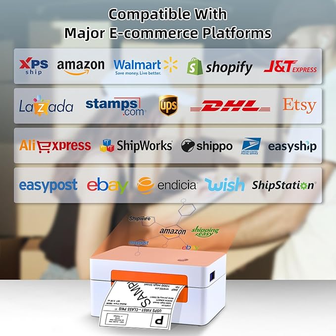 vretti Bluetooth Shipping Label Printer - 4x6 Thermal Label Printer for Shipping Packages Small Business Office or Home,Widely Used for Amazon, Ebay, Shopify, Etsy, USPS