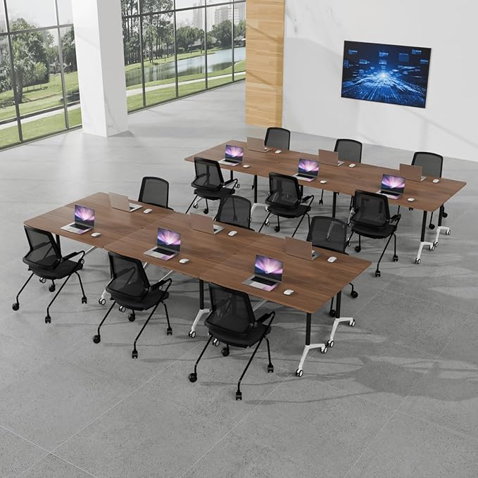 Conference Room Table with Flip-Top Design for Dynamic Meetings, Business Table Computer Desk with Heavy-Duty Frame,Foldable Seminar Meeting Tables for Home Office (6, A, 70.8IN)