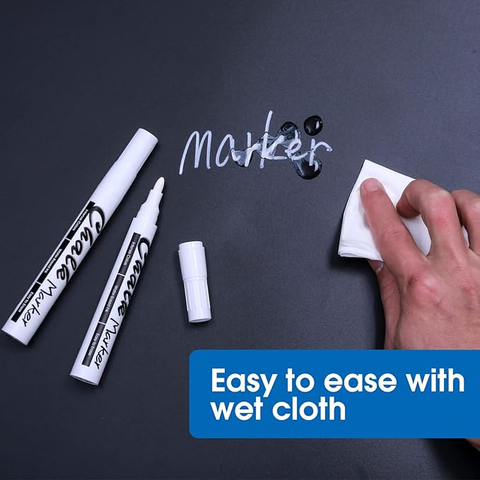 Volcanics White Liquid Chalk Markers for Blackboard Window Marker for Glass Washable Crayons Window Paint Pen Chalk Pens for Glass, 12 Pack