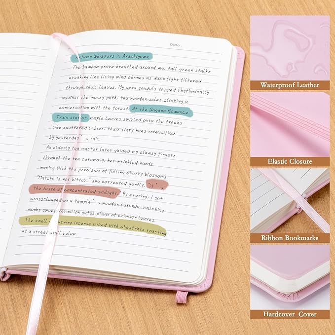 deli 6-Pack Lined Journal Notebook, 160 Pages Hardcover Writing Notebook, A5 (5.5"x8.2") College Ruled Notebook for Office, School, Work Notes